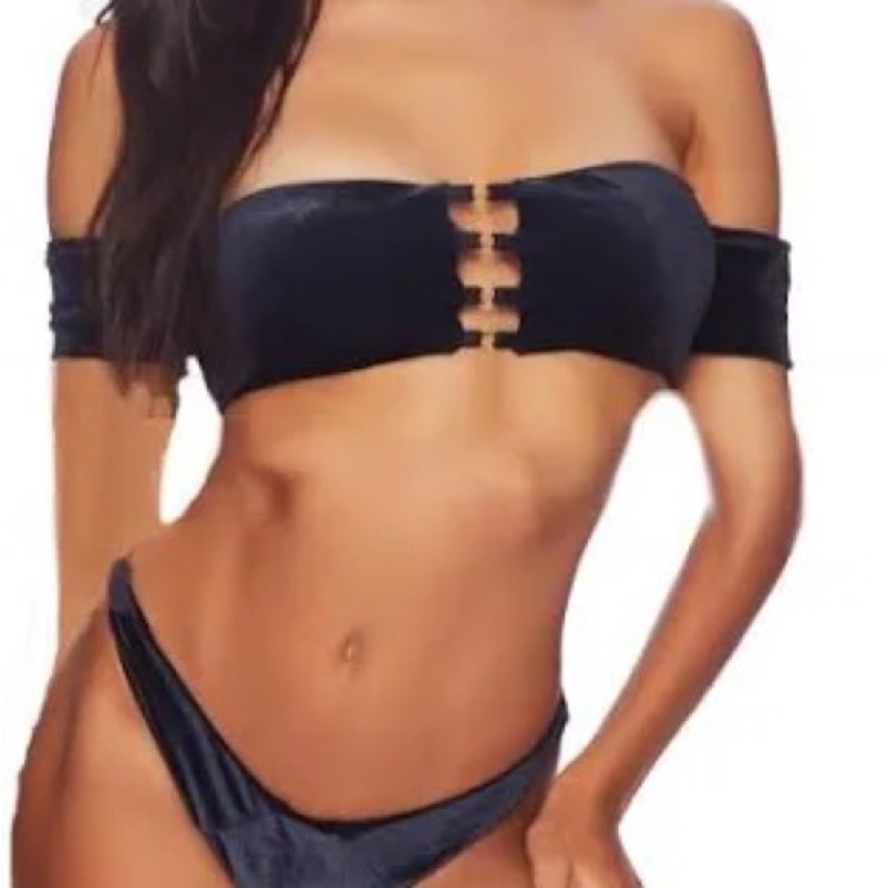 NWT Black Beach Bunny velvet renegade top L with London bottoms M